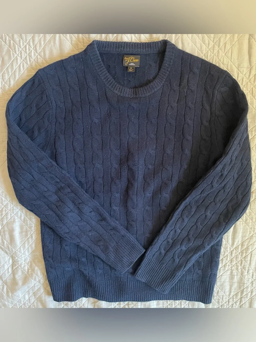 J. CREW Cashmere cable-knit sweater in Navy Size M $298 AZ972 - Picture 7 of 9